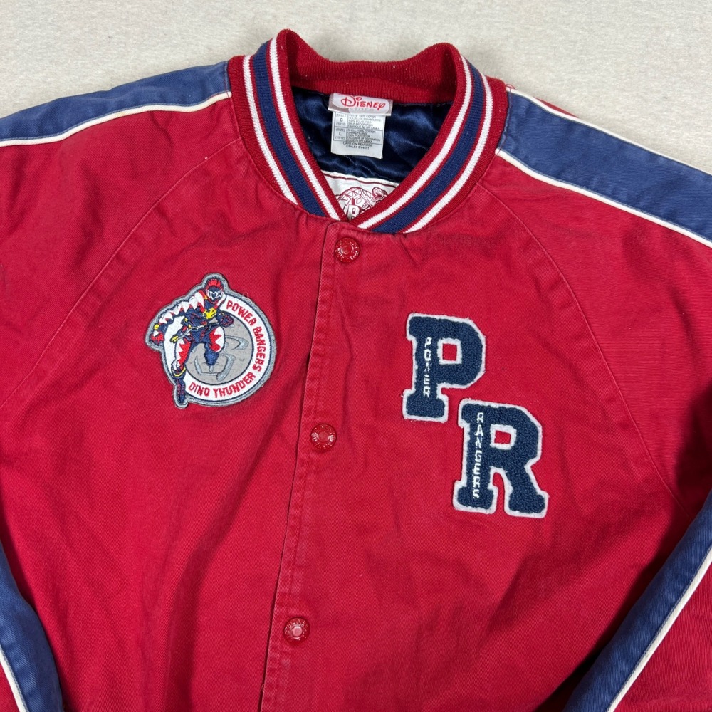 Disney Store‎ Power Rangers Dino Thunder Varsity Jacket Youth L Embroidered Red